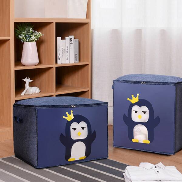 

1pc Penguin Print Quilt Storage Bag, Navy blue