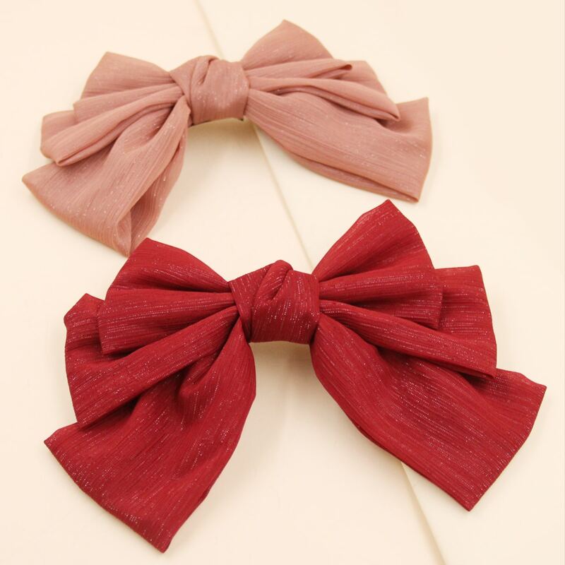

2pcs Glitter Bow Hair Clip, Multicolor