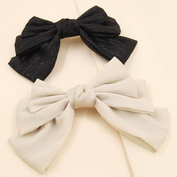

2pcs Glitter Bow Hair Clip, Multicolor