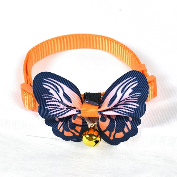 

1pc Bell Pendant Bow Decor Cat Collar, Orange
