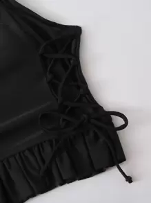 3 paquetes Conjunto de bikini con volantes en el bajo, estilo verano playa - Multicolor - Ver 5