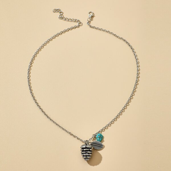 

Leaf Charm Necklace, Silver