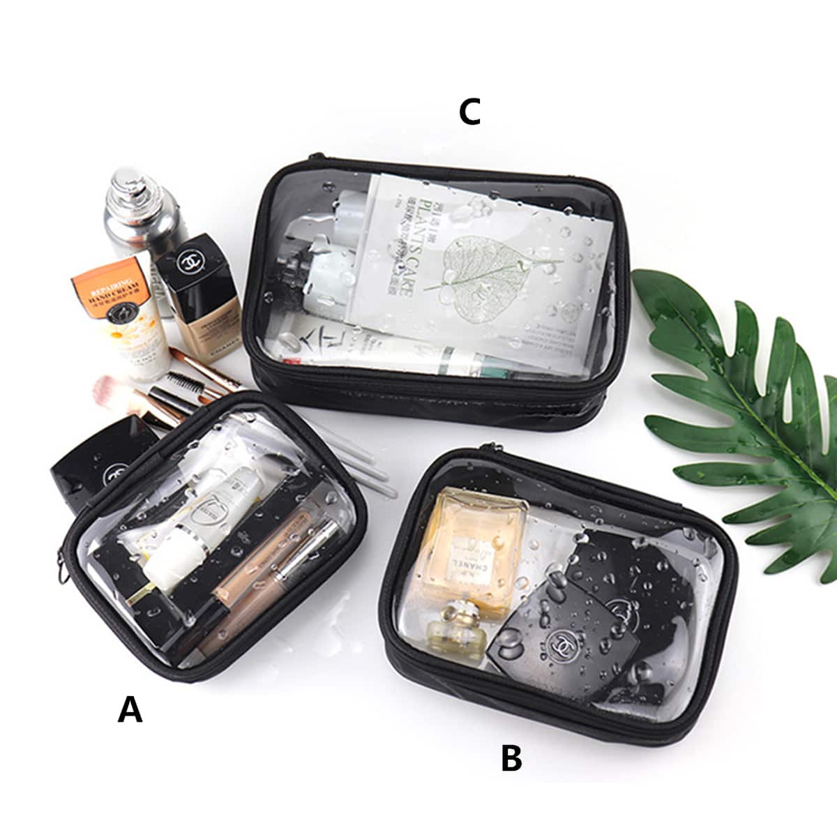 

1pc Clear Cosmetic Storage Bag, Black clear