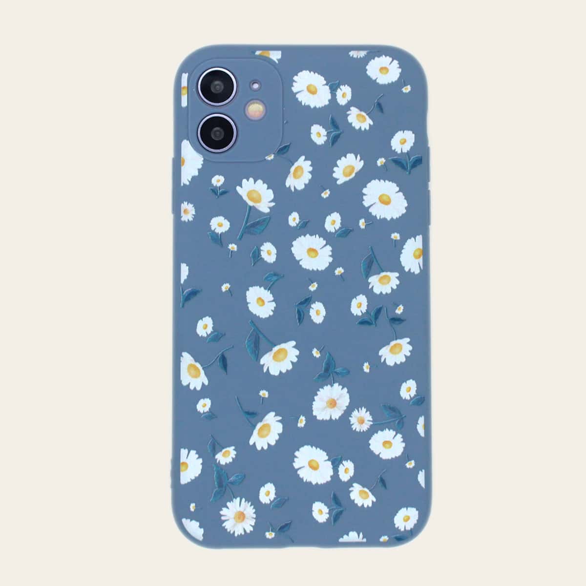 

1pc Flower Print iPhone Case, Dusty blue