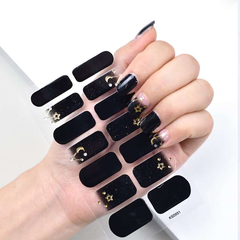 

1sheet Star Detail Nail Sticker, Black