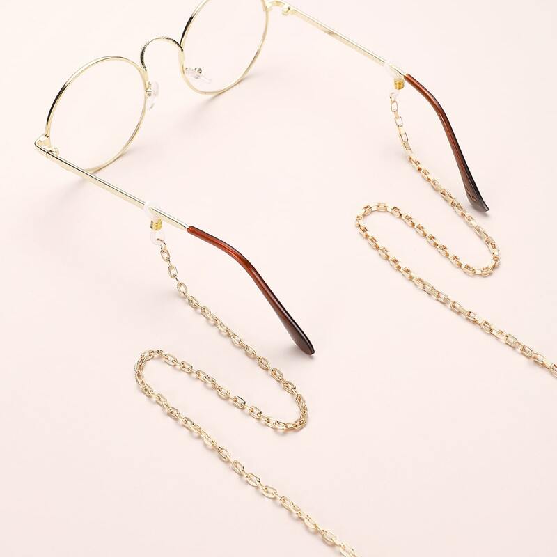 

2pcs Guys Simple Glasses Chain, Gold