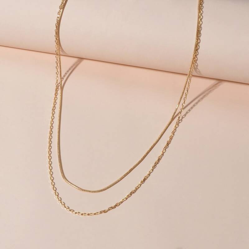 

Simple Layered Necklace, Gold