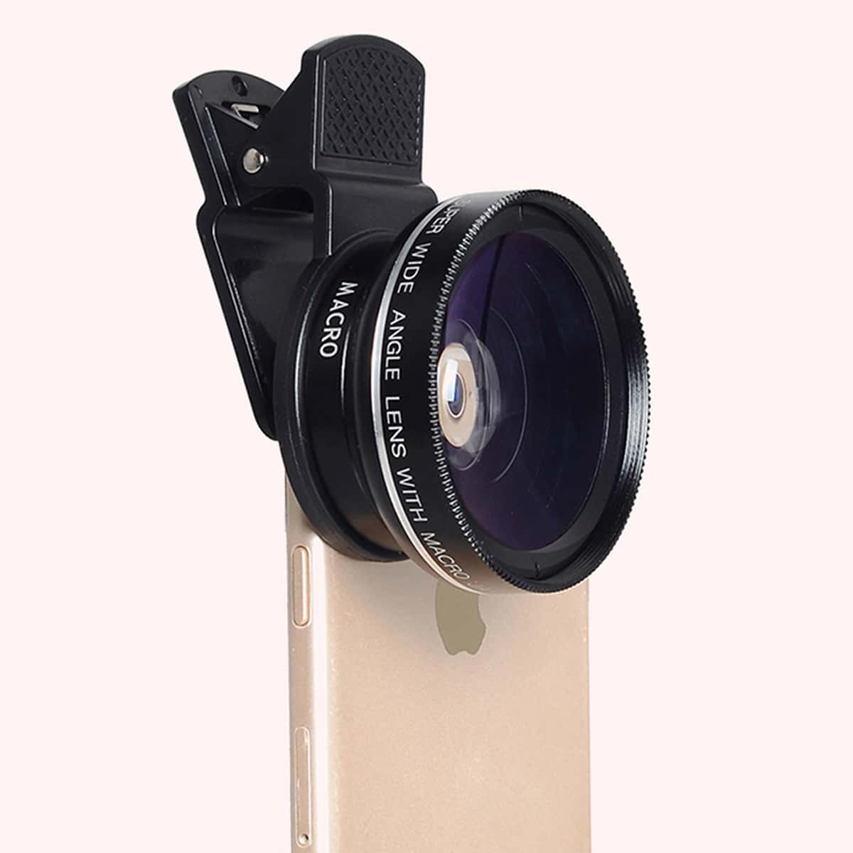 

1pc Macro 2 In 1 Mobile Phone Lens, Black