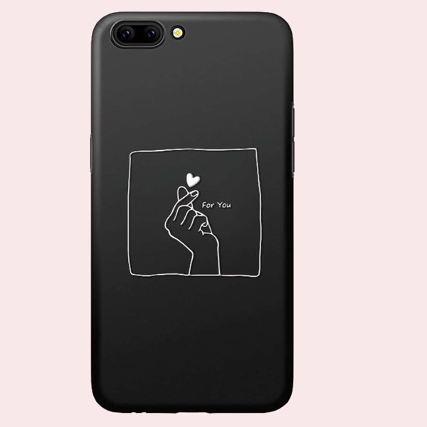 

1pc Letter & Finger Print iPhone Case, Black