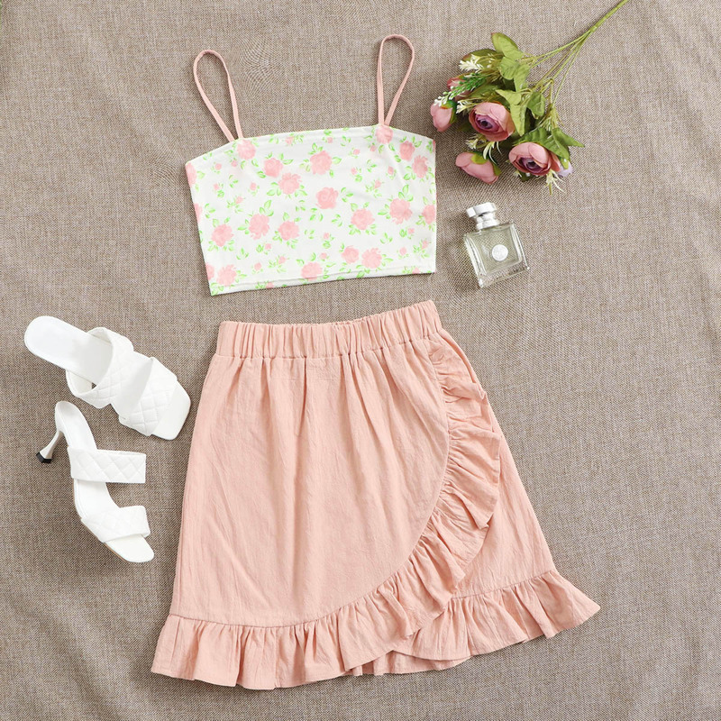 

Floral Cami & Wrap Ruffle Skirt, Multicolor