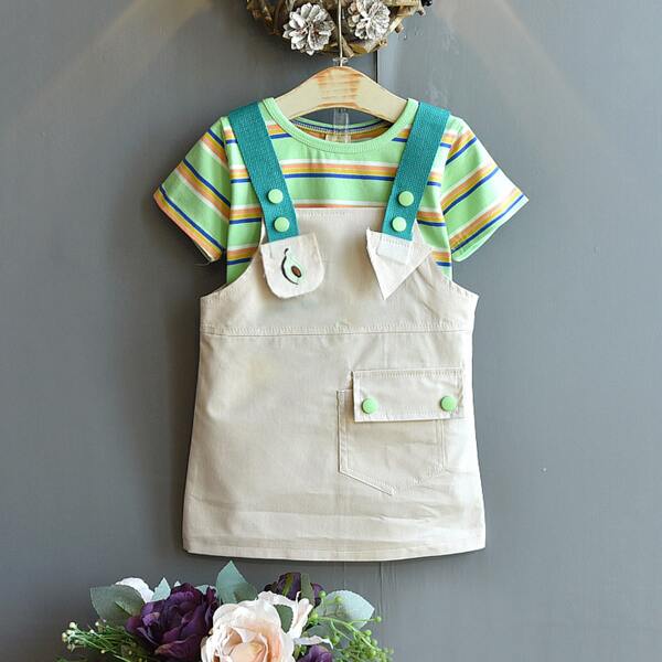 

Toddler Girls Striped Tee & Overall Dress, Multicolor