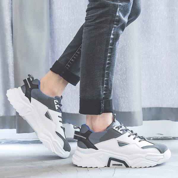 

Men Lace-up Front Colorblock Chunky Sneakers, Multicolor