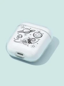 1pc Planet & Spaceship Pattern AirPods Case - Clear - View 3