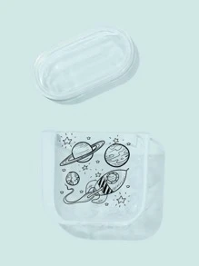 1pc Planet & Spaceship Pattern AirPods Case - Clear - View 4
