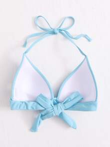 Halter Triangle Bikini Top, For Summer Beach Vacation - Baby Blue - View 2