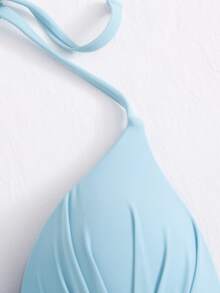 Halter Triangle Bikini Top, For Summer Beach Vacation - Baby Blue - View 4