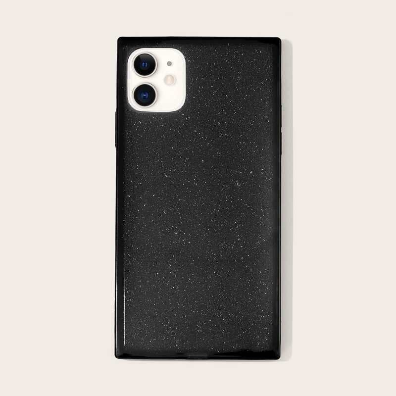

1pc Glitter iPhone Case, Black