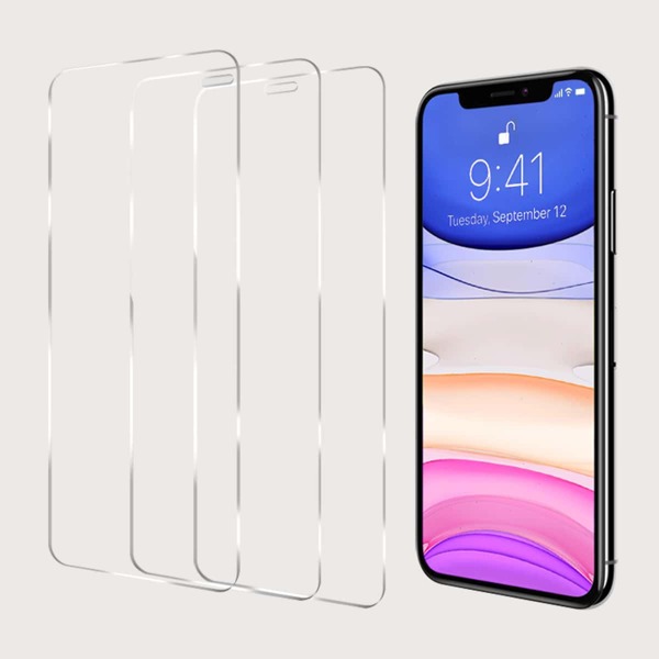 

3pcs iPhone Full Coverage Tempered Glass Film, Clear