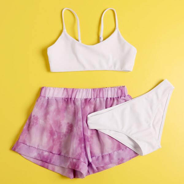 

3pack Girls Tie Dye Shorts Bikini Swimsuit, Multicolor