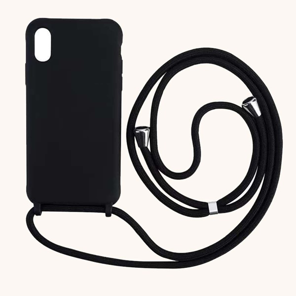 

1шт однотонный чехол для iPhone и 1шт ремешок, Чёрный
