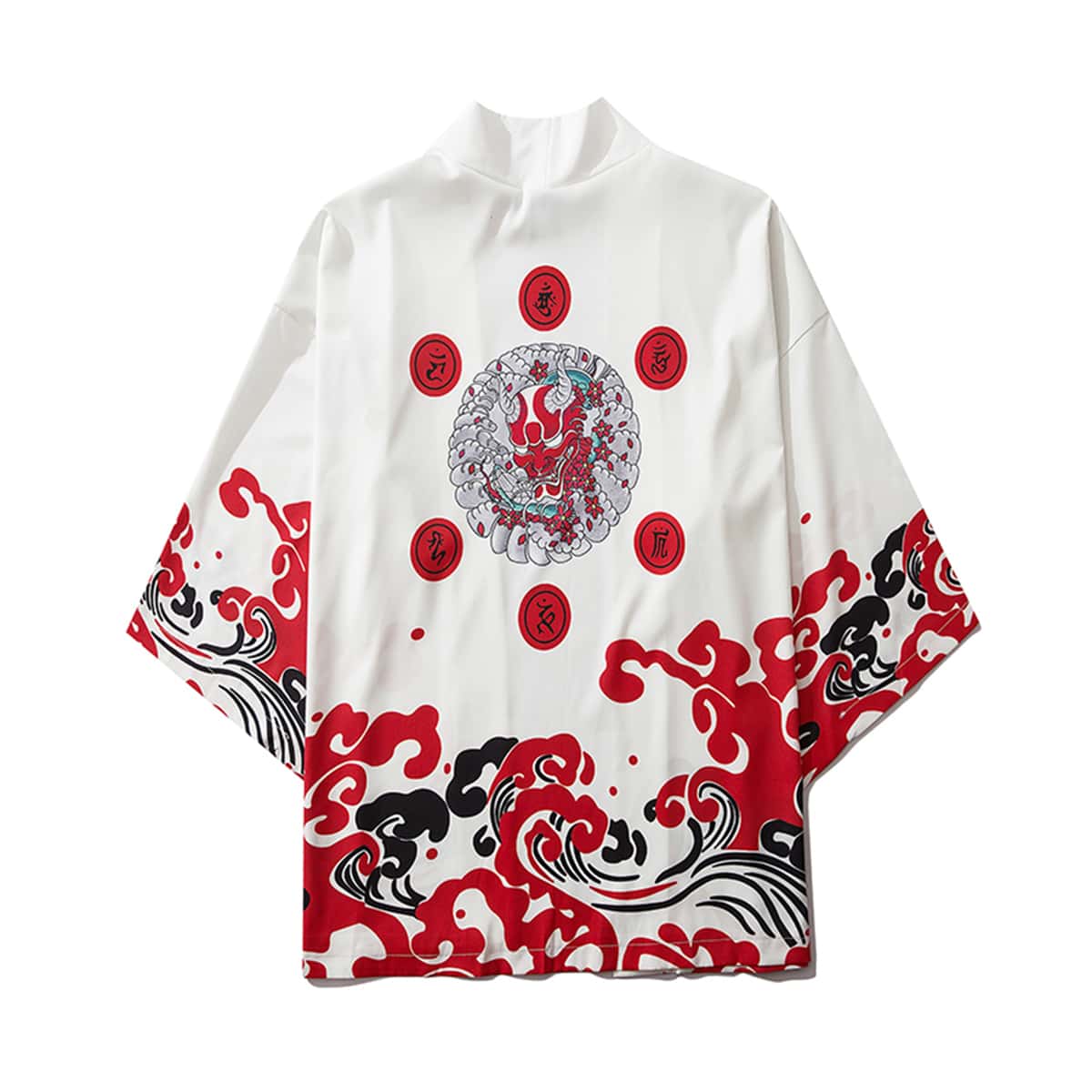 

Guys Dragon & Wave Print Kimono, Multicolor