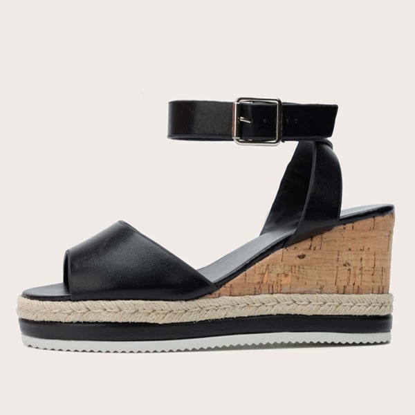 

Туфли на танкетке с открытым носком, Чёрный