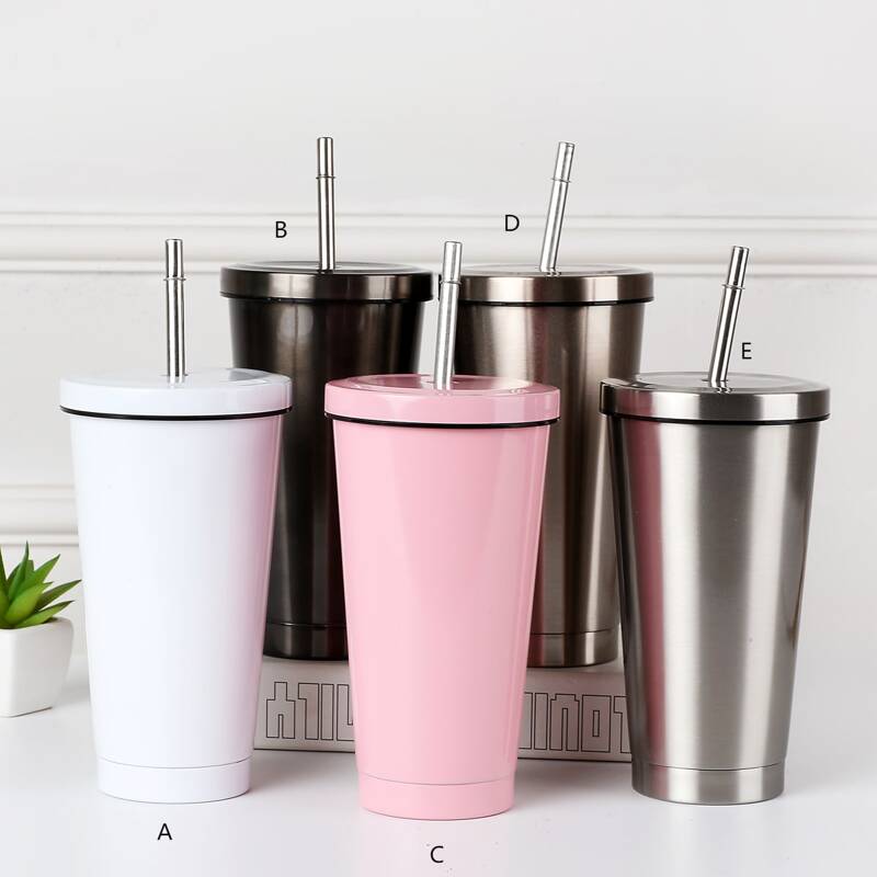 

1pc Stainless Steel Straw Cup, Multicolor