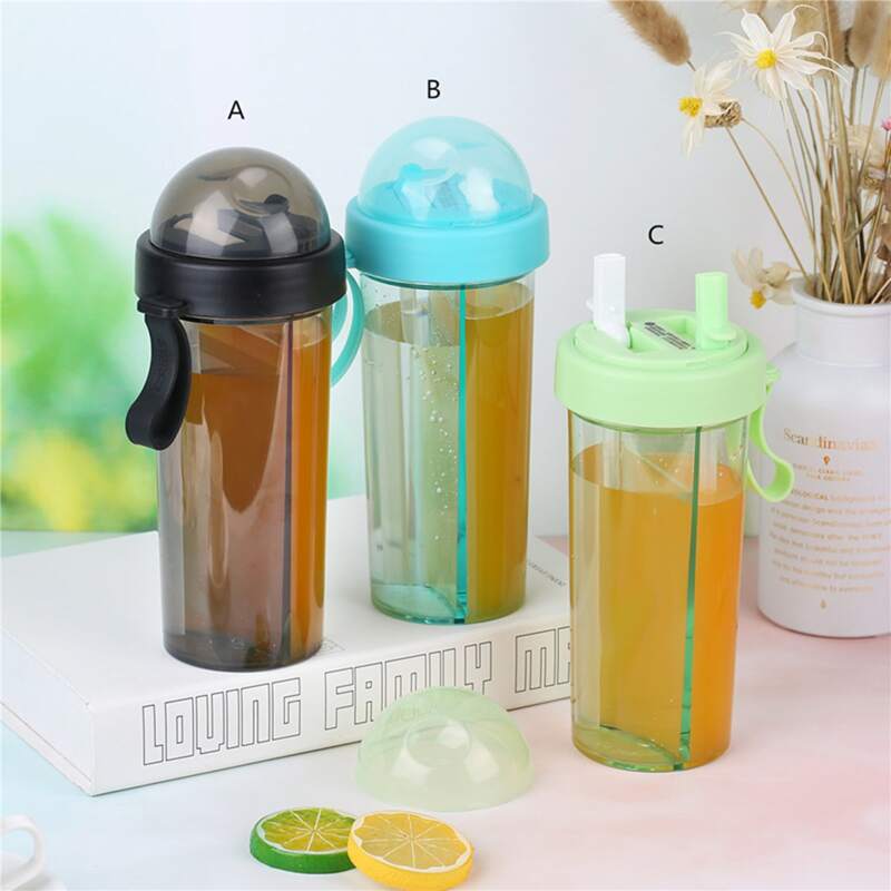 

1pc Double Straw Bottle, Multicolor