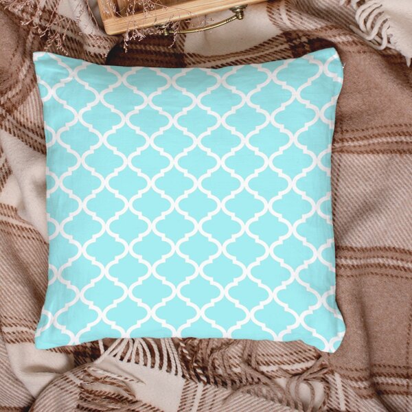 

Geometric Pattern Cushion Cover Without Filler, Mint blue