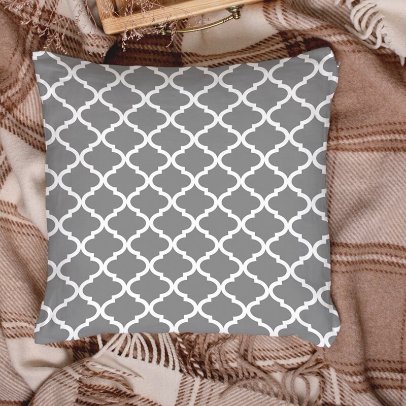 

Geometric Pattern Cushion Cover Without Filler, Grey