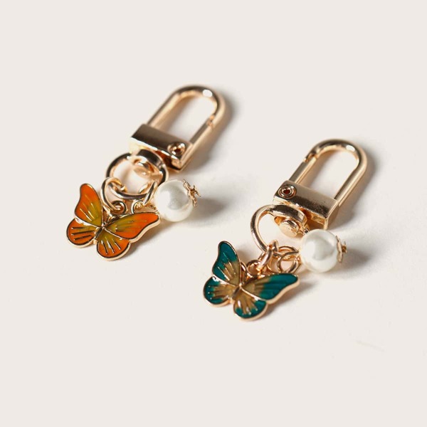 

2pcs Butterfly Charm Keychain, Multicolor