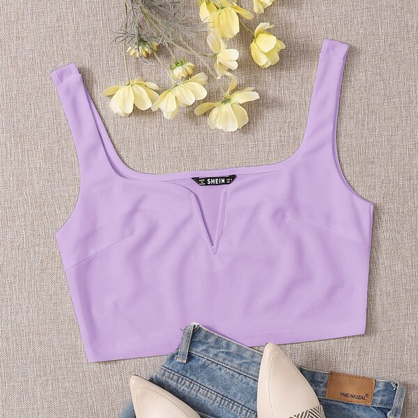 

Notch Neck Crop Top, Pastel lilac purple