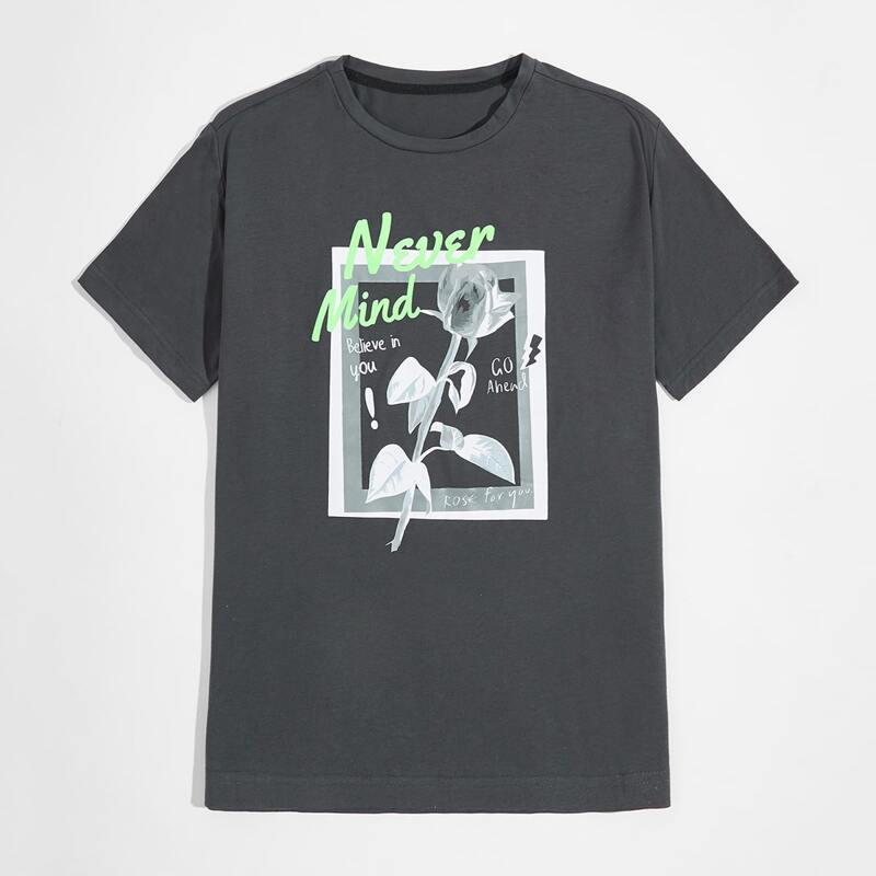 

Guys Flower & Letter Tee, Grey