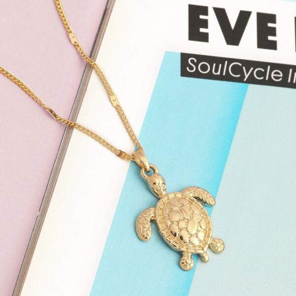 

Turtle Pendant Dainty Chain Necklace, Gold