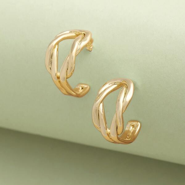 

Knot Detail Small Hoop Earrings, Gold