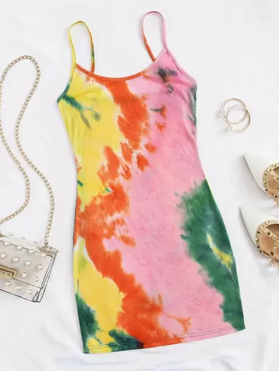 shein tie dye bodycon dress SHEIN SXY Tie Dye Bodycon Dress