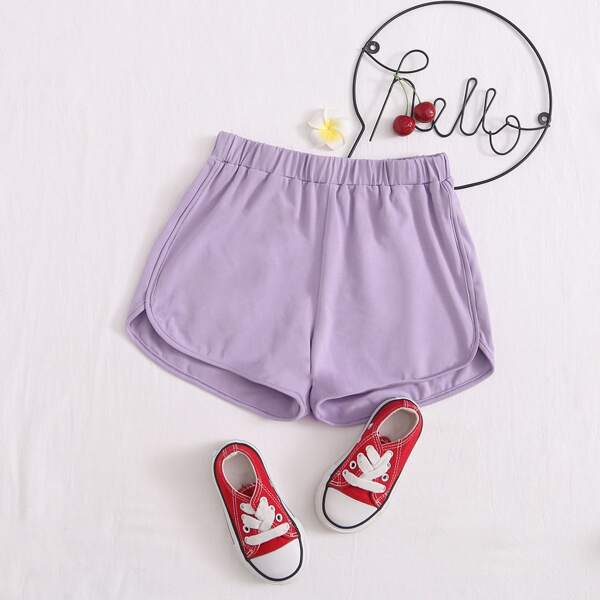 

Girls Solid Dolphin Shorts, Pastel lilac purple