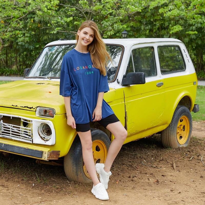 

Letter Graphic Oversized Tee, Blue