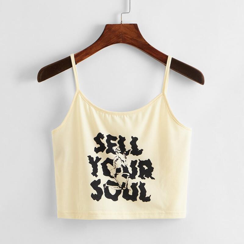 

Slogan Graphic Cami, Beige