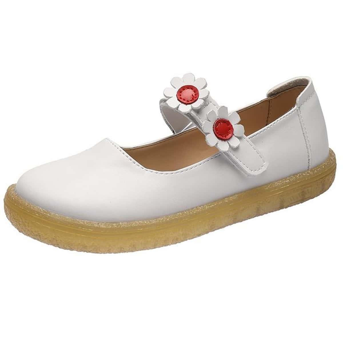 

Floral Strap Mary Jane Shoes, White