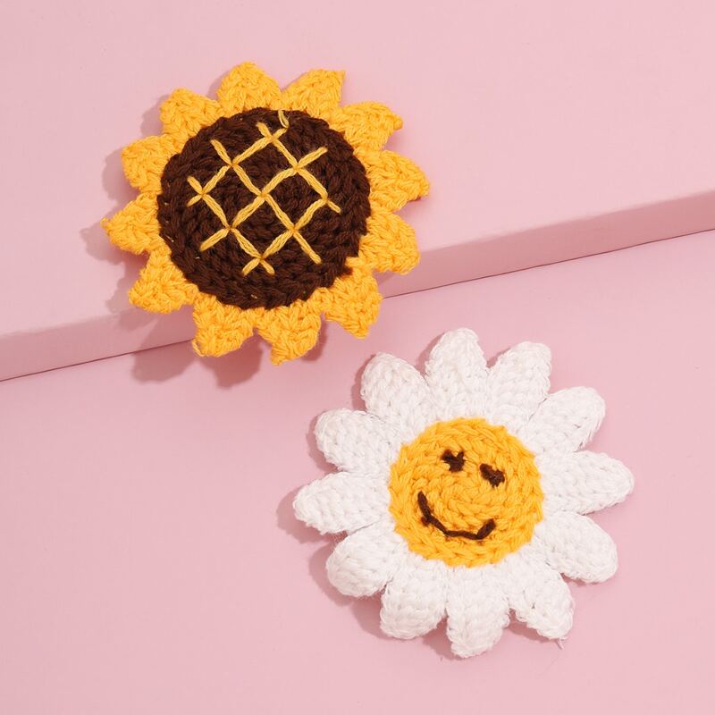 

2pcs Crochet Floral Hair Clip, Yellow