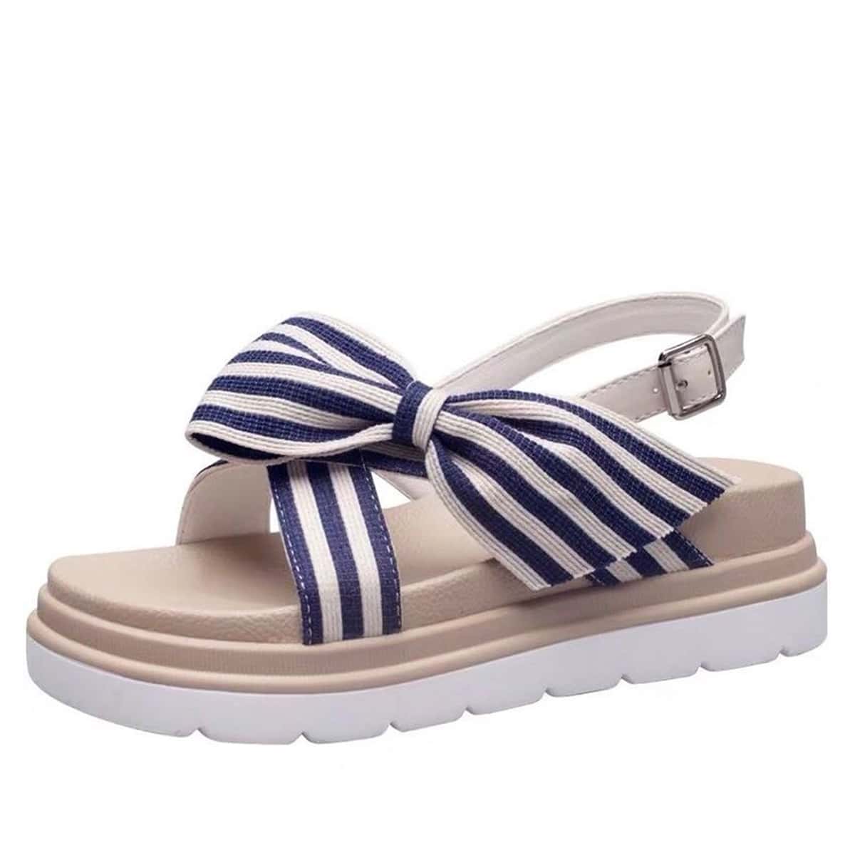

Stripe Bow Slingback Sandals, Multicolor
