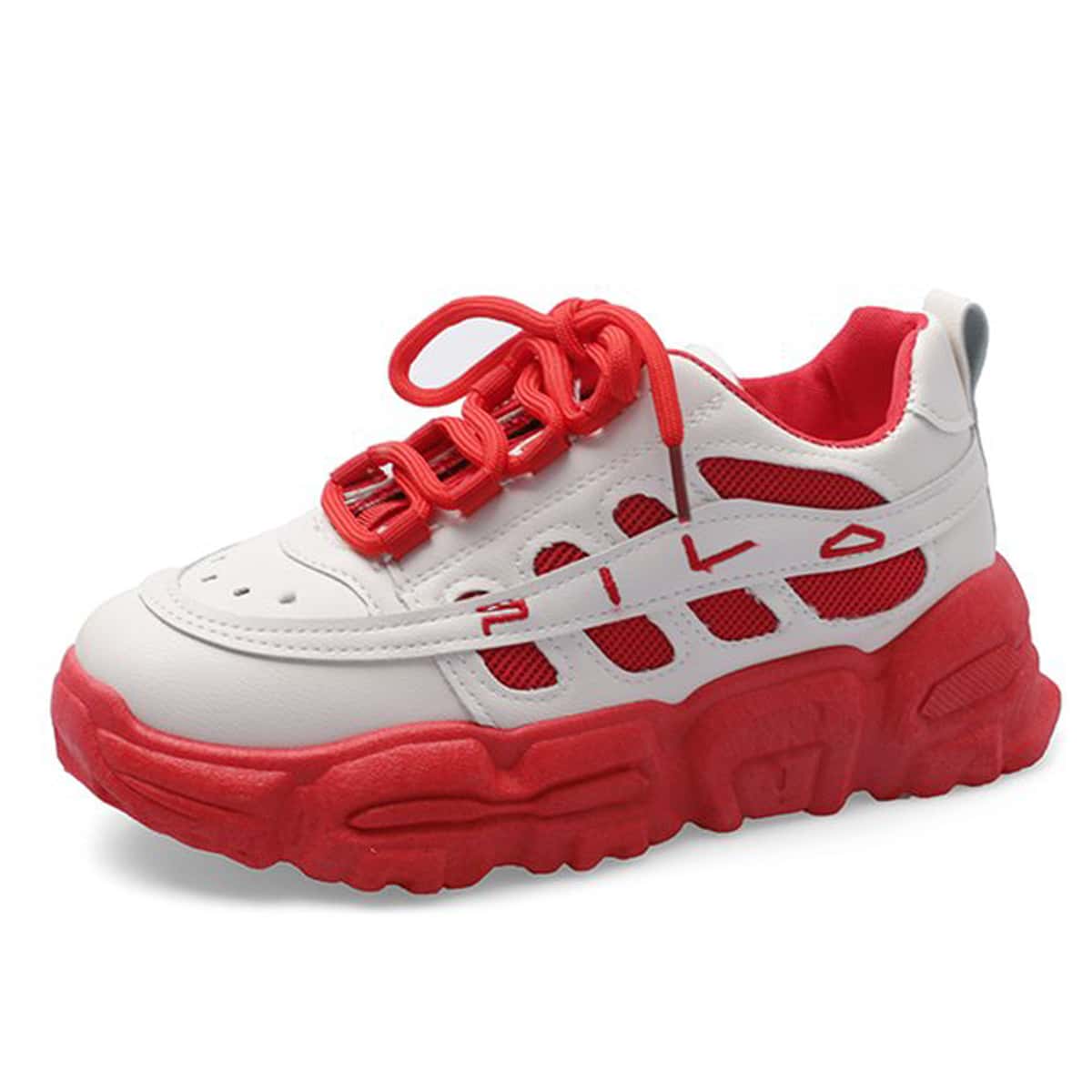 

Colorblock Chunky Trainers, Red and white