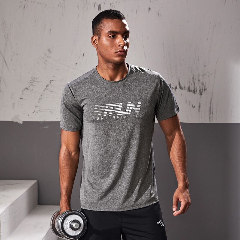 

Guys Letter Graphic Quick-drying Tee, Grey