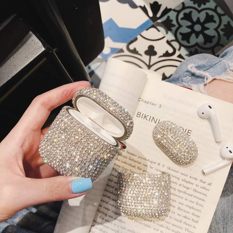 

Allover Rhinestone AirPods Case, Champagne