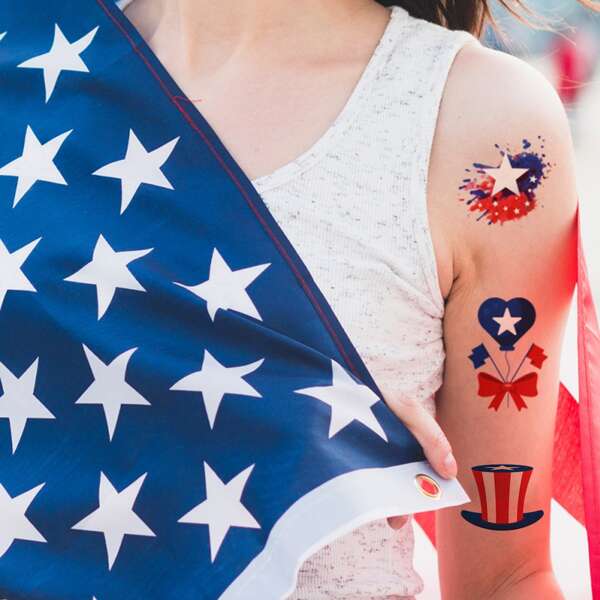

9pcs Flag Print Tattoo Sticker, Multicolor