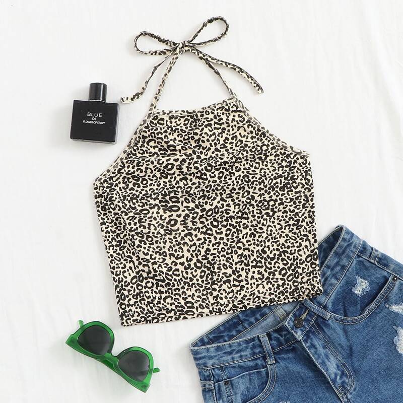 

Leopard Halter Top, Multicolor