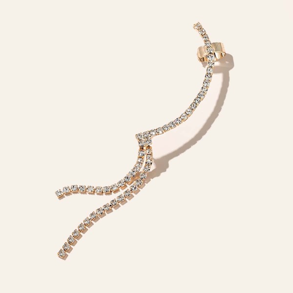 

Rhinestone Decor Tassel Ear Climber, Gold