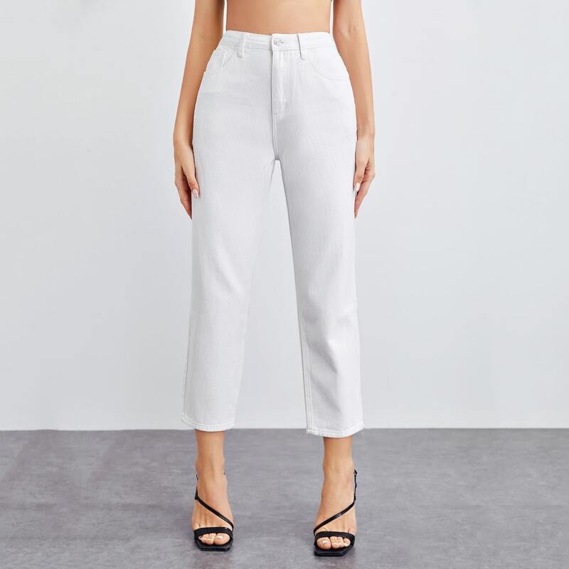 

White Wash Slant Pocket Cropped Jeans