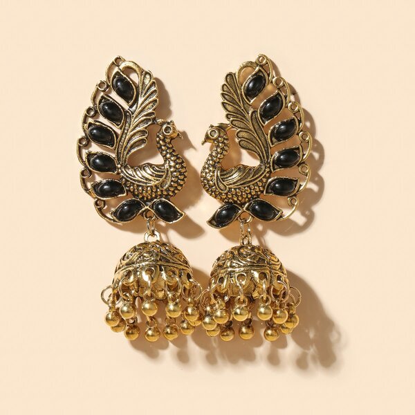 

Animal Round Ball Tassel Drop Earrings, Gold